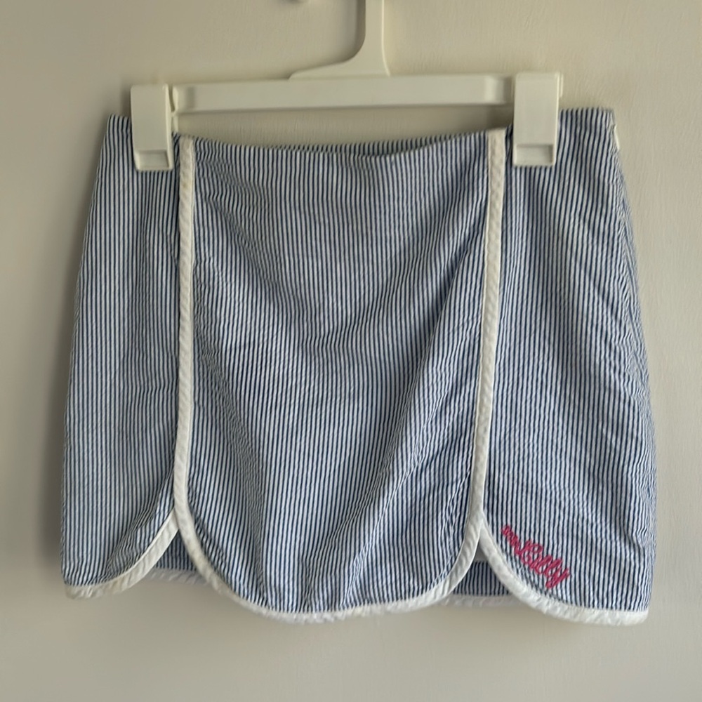 Lilly Pulitzer Scallop Seersucker Blue and White Skort